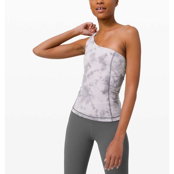 Lululemon Cold Shoulder Tank Top with Bra Diamond Dye Stargaze Pitch Grey SZ 8 - Picture 7 of 7